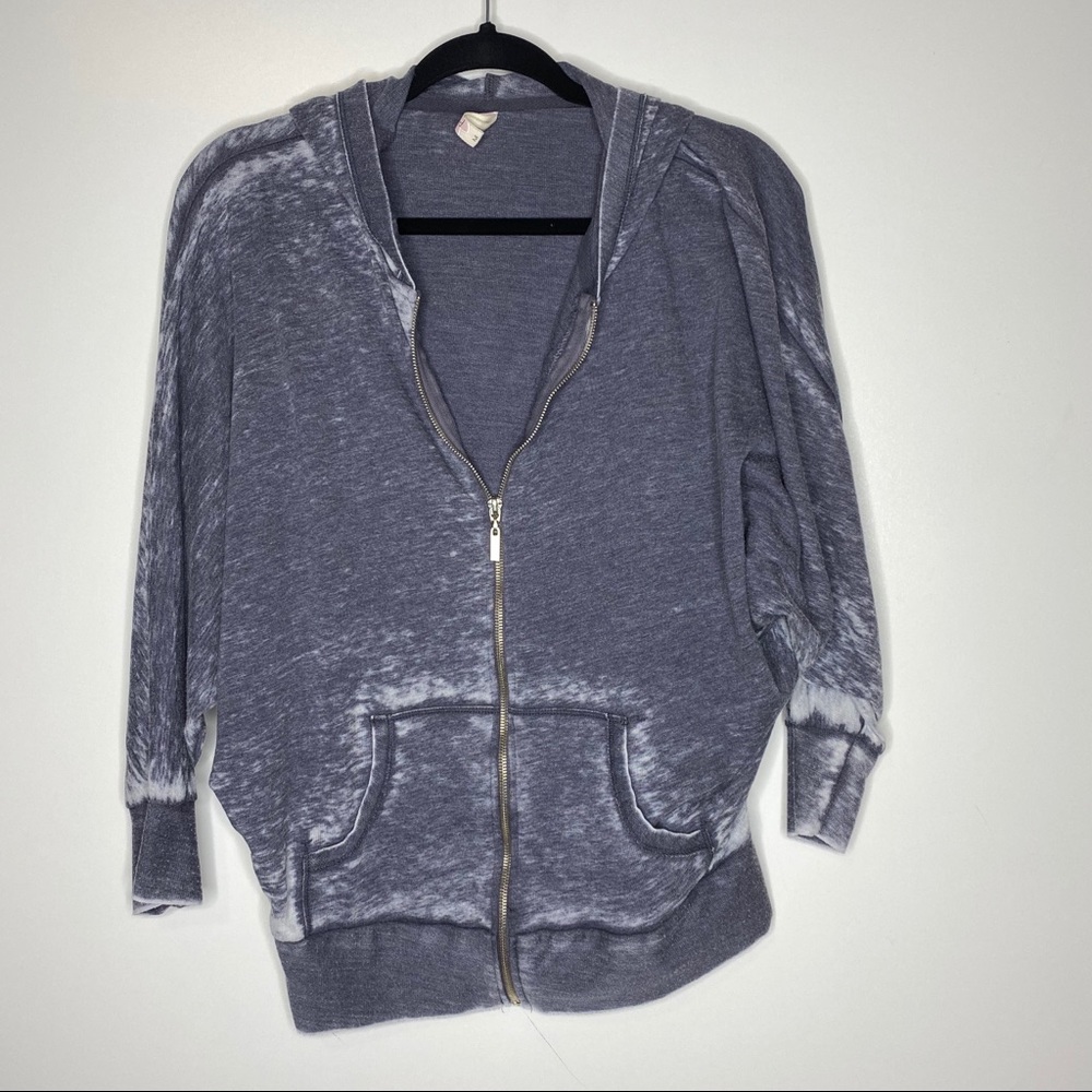 Pink Lotus Hoodie Jacket 3/4 sleeve distressed